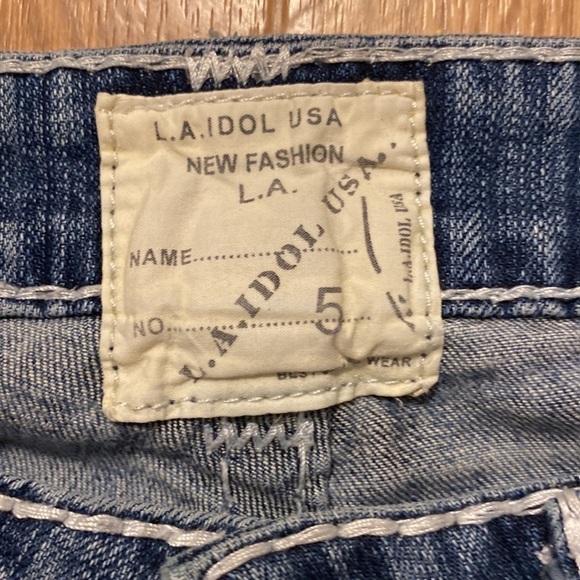 L.a. Idol Girls White Stitch Bling Blue Jeans (Size 5) - Picture 5 of 12